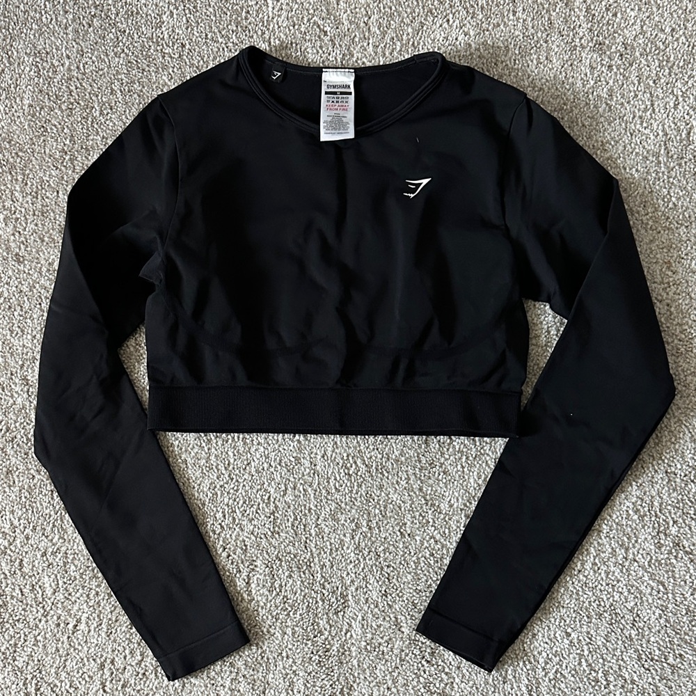 Gymshark Black Long Sleeve Crop Hoodie